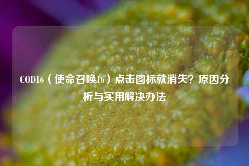 COD16(使命召唤16)点击图标就消失?原因分析与实用解决办法
