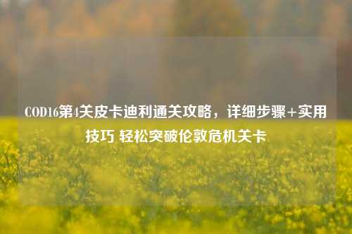 COD16第4关皮卡迪利通关攻略，详细步骤+实用技巧 轻松突破伦敦危机关卡