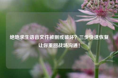 绝地求生语音文件被删或破坏？三步快速恢复让你重回战场沟通！