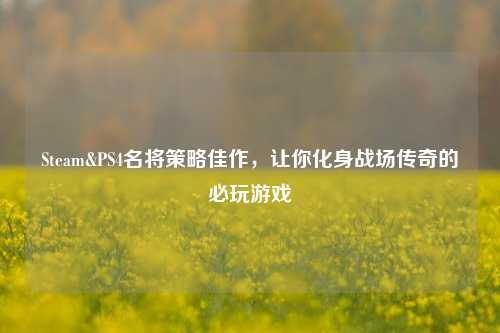 Steam&PS4名将策略佳作，让你化身战场传奇的必玩游戏