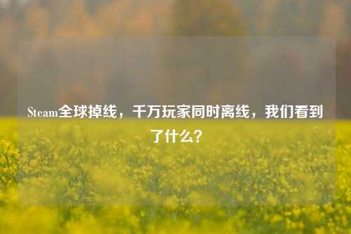 Steam全球掉线，千万玩家同时离线，我们看到了什么？
