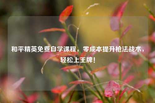 和平精英免费自学课程,零成本提升枪法战术,轻松上王牌!