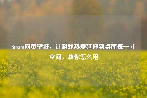 Steam网页壁纸，让游戏热爱延伸到桌面每一寸空间，教你怎么用