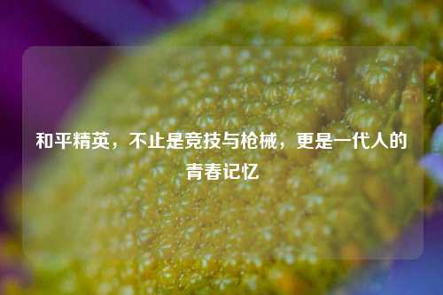 和平精英，不止是竞技与枪械，更是一代人的青春记忆