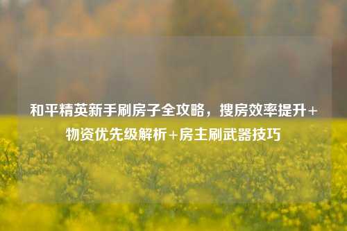 和平精英新手刷房子全攻略，搜房效率提升+物资优先级解析+房主刷武器技巧