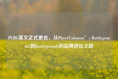 PUBG英文正式更名,从PlayerUnknown’s Battlegrounds到Battlegrounds的品牌进化之路