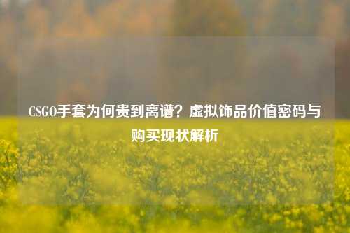 CSGO手套为何贵到离谱?虚拟饰品价值密码与购买现状解析