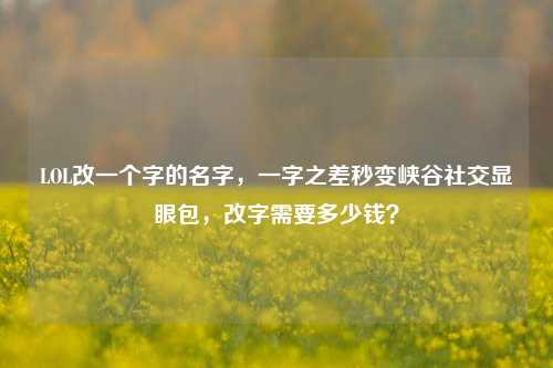 LOL改一个字的名字,一字之差秒变峡谷社交显眼包,改字需要多少钱?