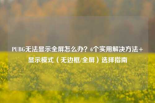 PUBG无法显示全屏怎么办?6个实用解决 *** +显示模式(无边框/全屏)选择指南