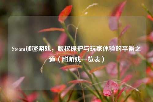 Steam加密游戏,版权保护与玩家体验的平衡之道(附游戏一览表)