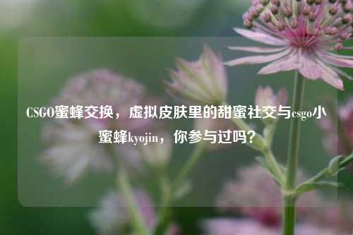 CSGO蜜蜂交换,虚拟皮肤里的甜蜜社交与csgo小蜜蜂kyojin,你参与过吗?