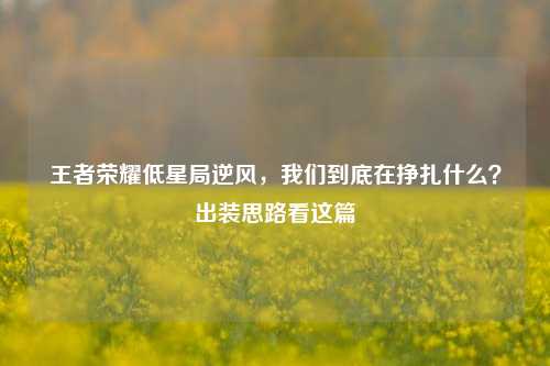 王者荣耀低星局逆风,我们到底在挣扎什么?出装思路看这篇