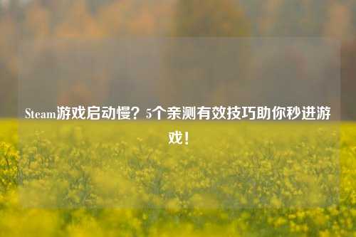 Steam游戏启动慢?5个亲测有效技巧助你秒进游戏!