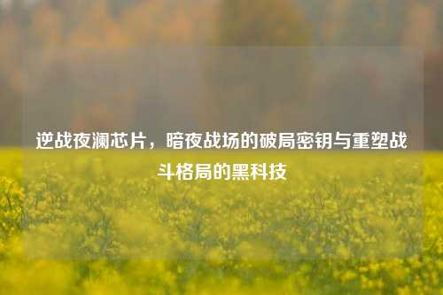 逆战夜澜芯片,暗夜战场的破局密钥与重塑战斗格局的黑科技
