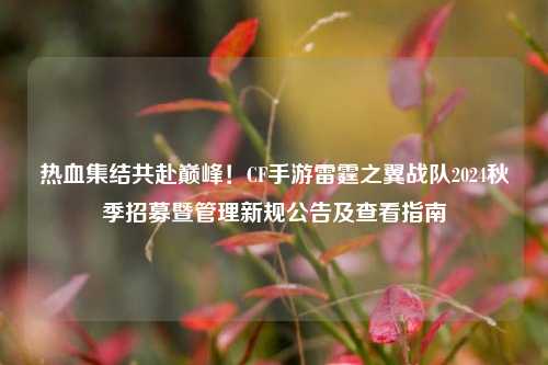 热血集结共赴巅峰!CF手游雷霆之翼战队2024秋季招募暨管理新规公告及查看指南