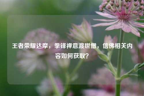 王者荣耀达摩,拳锋禅意渡世僧,信佛相关内容如何获取?