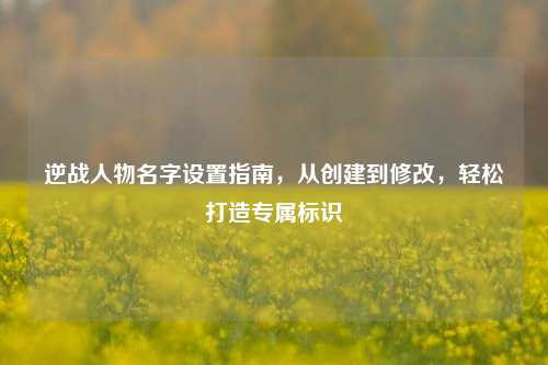 逆战人物名字设置指南,从创建到修改,轻松打造专属标识