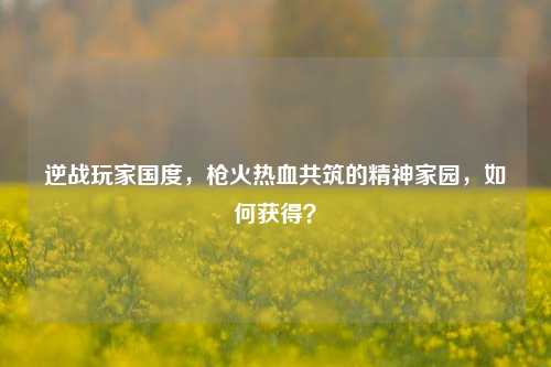 逆战玩家国度,枪火热血共筑的精神家园,如何获得?