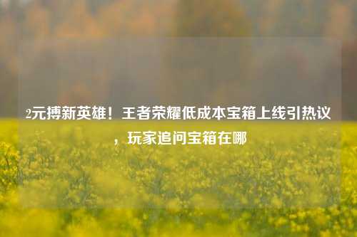 2元搏新英雄!王者荣耀低成本宝箱上线引热议,玩家追问宝箱在哪