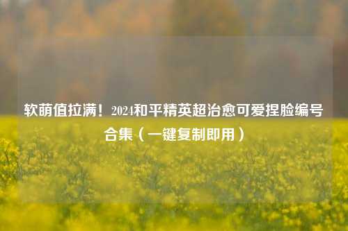 软萌值拉满!2024和平精英超治愈可爱捏脸编号合集(一键复制即用)