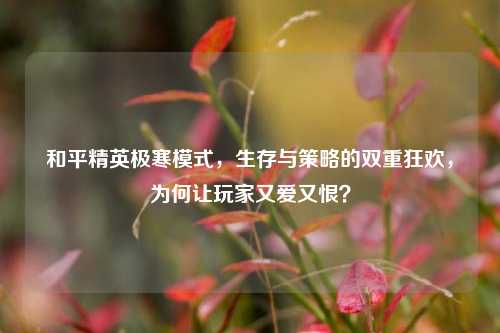 和平精英极寒模式,生存与策略的双重狂欢,为何让玩家又爱又恨?
