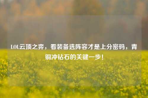 LOL云顶之弈,看装备选阵容才是上分密码,青铜冲钻石的关键一步!