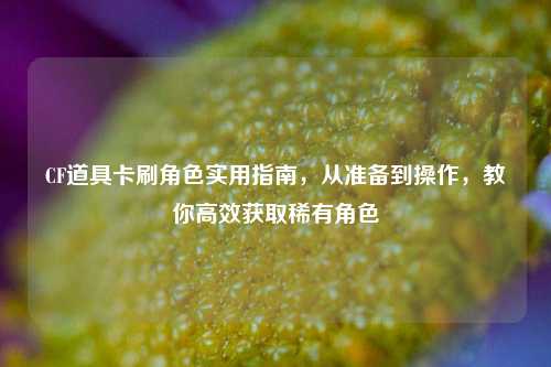 CF道具卡刷角色实用指南,从准备到操作,教你高效获取稀有角色