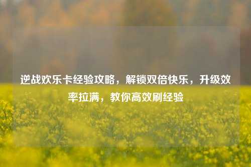 逆战欢乐卡经验攻略，解锁双倍快乐，升级效率拉满，教你高效刷经验