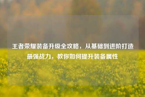 王者荣耀装备升级全攻略，从基础到进阶打造最强战力，教你如何提升装备属性