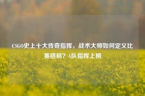 CSGO史上十大传奇指挥,战术大师如何定义比赛格局?A队指挥上榜