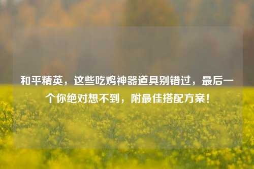 和平精英，这些吃鸡神器道具别错过，最后一个你绝对想不到，附更佳搭配方案！