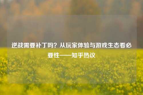逆战需要补丁吗?从玩家体验与游戏生态看必要性——知乎热议