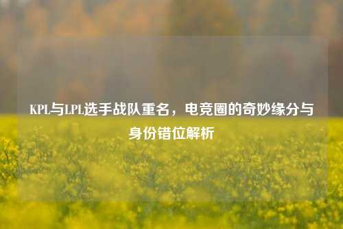 KPL与LPL选手战队重名,电竞圈的奇妙缘分与身份错位解析