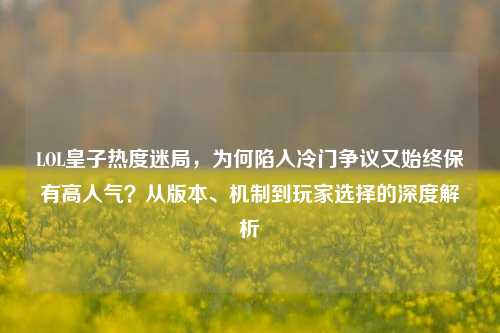 LOL皇子热度迷局,为何陷入冷门争议又始终保有高人气?从版本、机制到玩家选择的深度解析