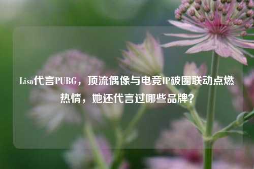 Lisa代言PUBG,顶流偶像与电竞IP破圈联动点燃热情,她还代言过哪些品牌?