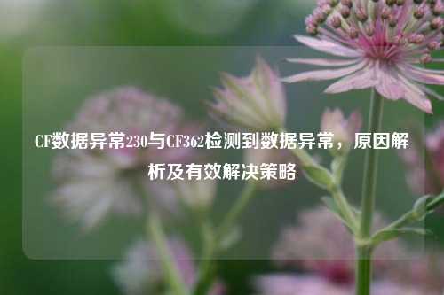 CF数据异常230与CF362检测到数据异常,原因解析及有效解决策略