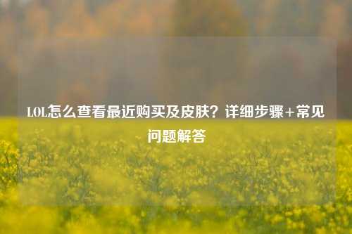 LOL怎么查看最近购买及皮肤?详细步骤+常见问题解答