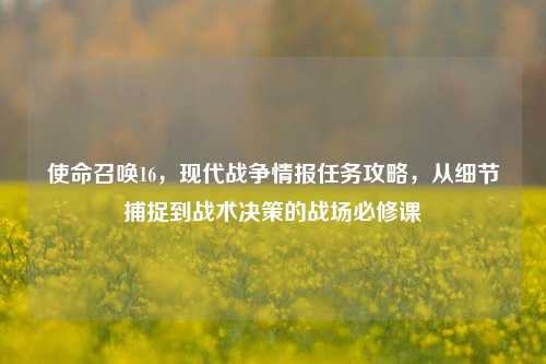 使命召唤16,现代战争情报任务攻略,从细节捕捉到战术决策的战场必修课